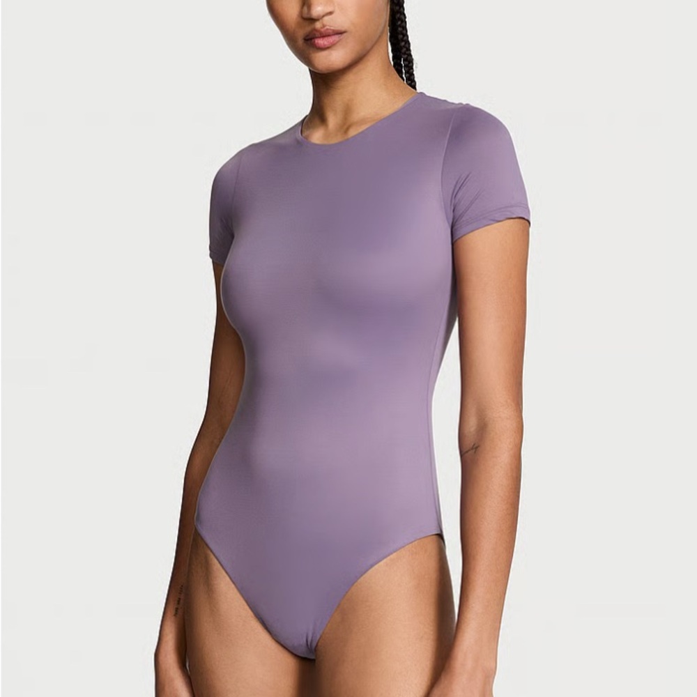Victoria's Secret Purple FeatherSoft Innovation Short-Sleeve Bodysuit
